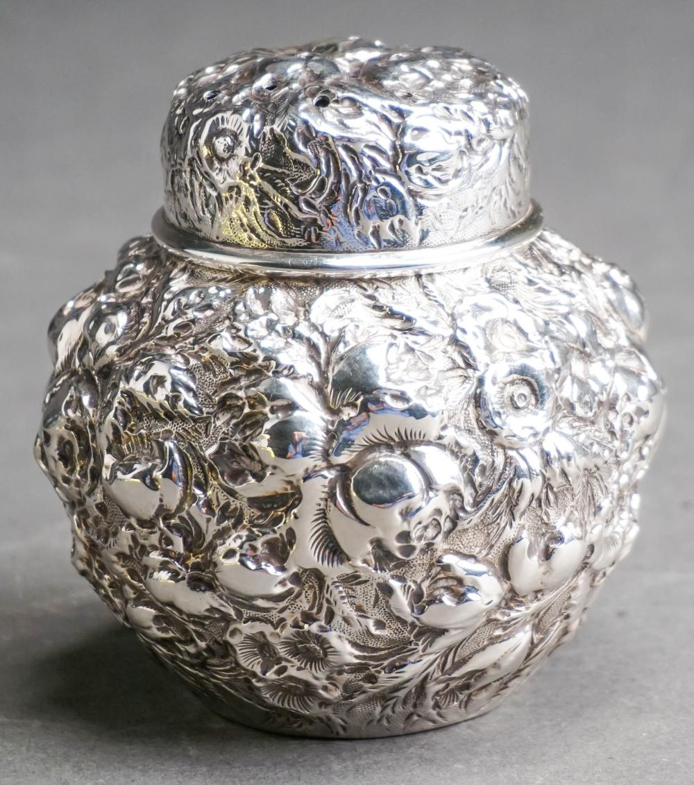 Appraisal: JACOBI JENKINS REPOUSSE STERLING SILVER MUFFINEER OZTJacobi Jenkins Repousse Sterling