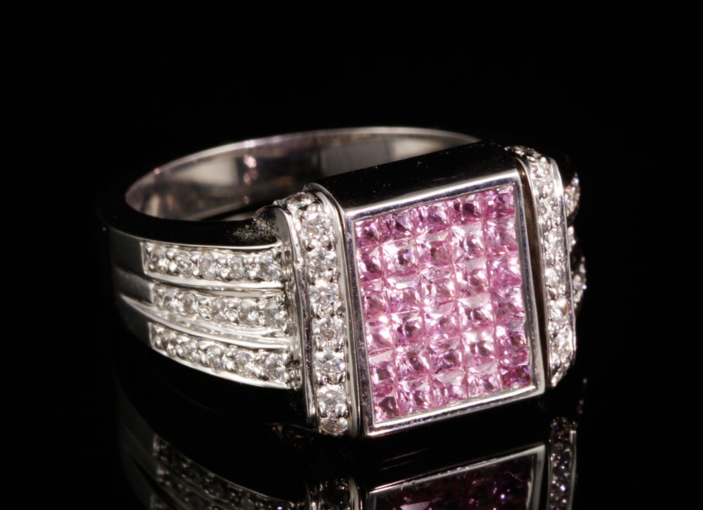 Appraisal: - K White Gold Diamond and Pink Sapphire Ring K