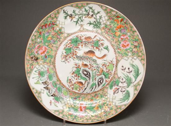 Appraisal: Chinese Export Famille Rose plate circa with unusual squirrel decoration