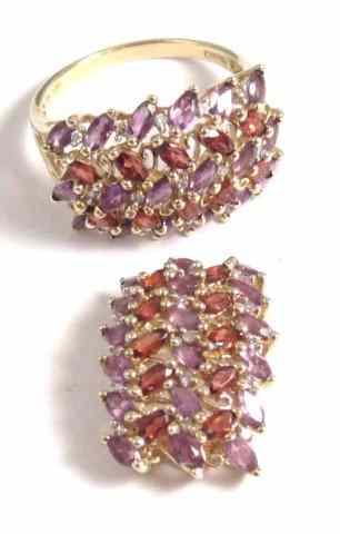 Appraisal: TWO ARTICLES OF AMETHYST AND GARNET JEWELRY including a ring