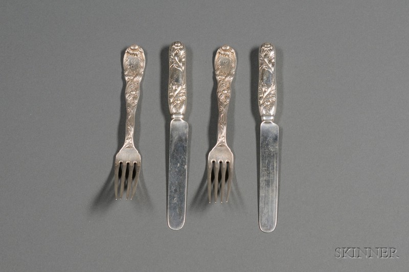 Appraisal: Tiffany Co Sterling Chrysanthemum Pattern Partial Luncheon Service comprising twenty-four