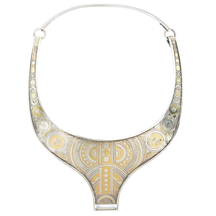 Appraisal: Reed Barton choker necklace sterling with geometric gold wash design