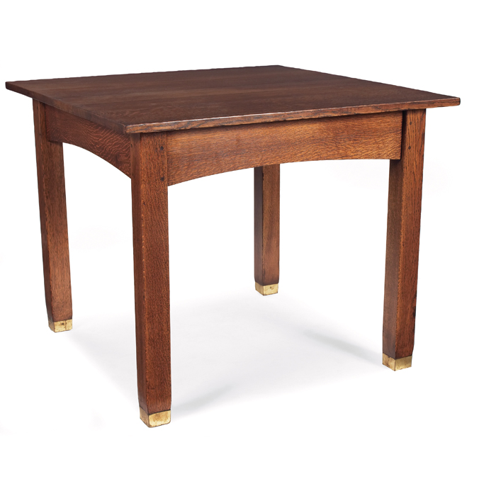 Appraisal: Arts and Crafts tavern table square top over an arched