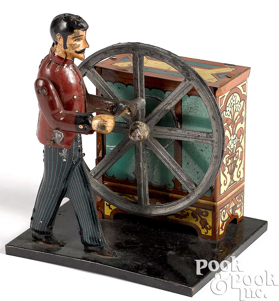 Appraisal: Carette musical organ grinder steam toy accessory Carette lithograph tin