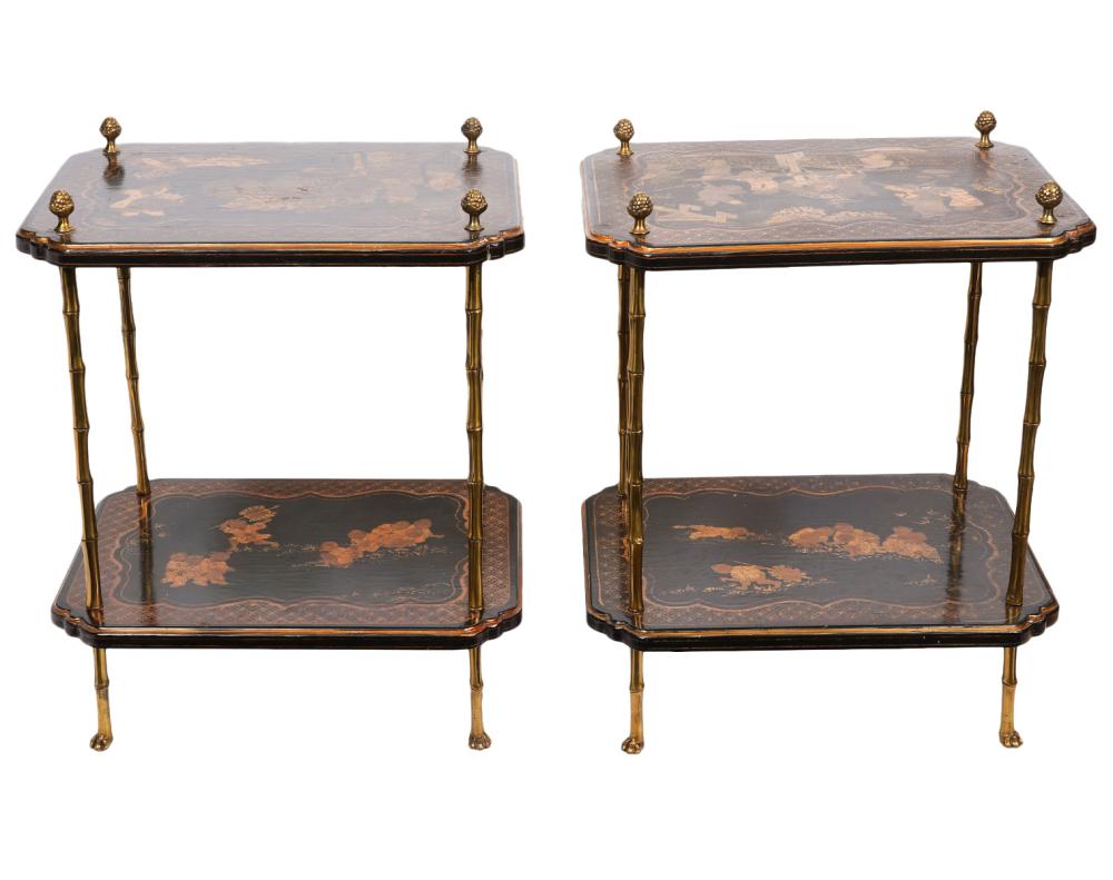 Appraisal: PR JANSEN STYLE REGENCY CHINOISERIE END TABLESPair of mid th