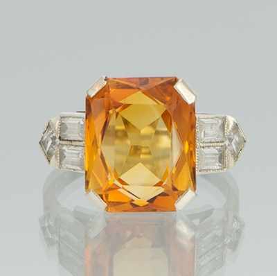 Appraisal: An Art Deco Citrine and White Sapphire Ring k white