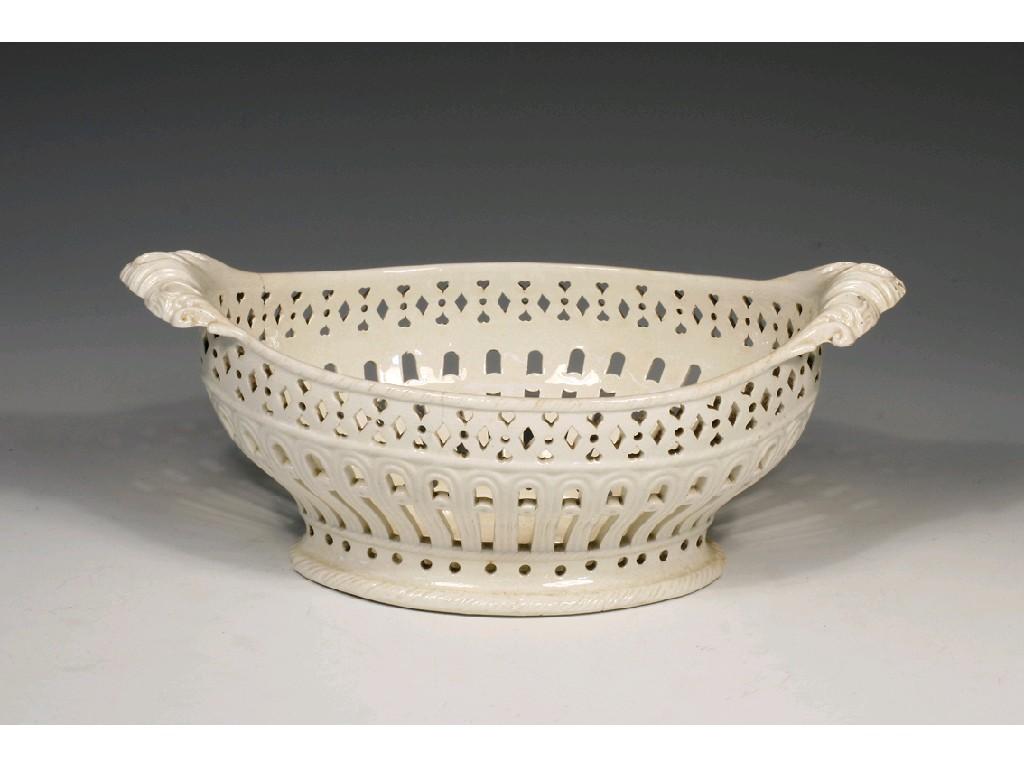 Appraisal: A WEDGWOOD TYPE CREAMWARE BASKET of oval form with open