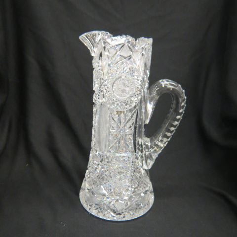 Appraisal: Cut Glass Champagne Pitcher elaborate overall cutwork with hobstars diamonds