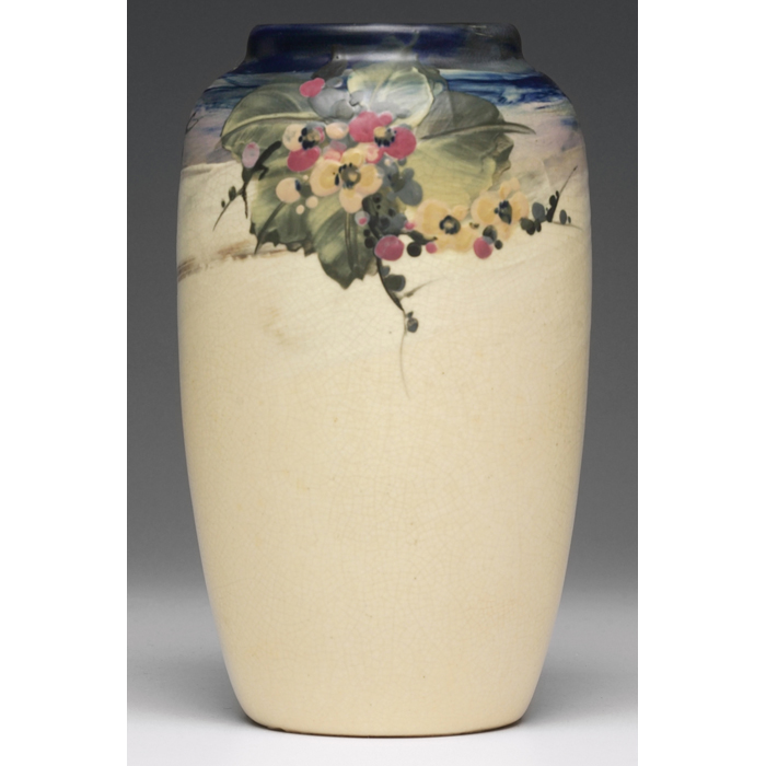 Appraisal: Weller White and Decorated vase colorful painted cherry blossom design