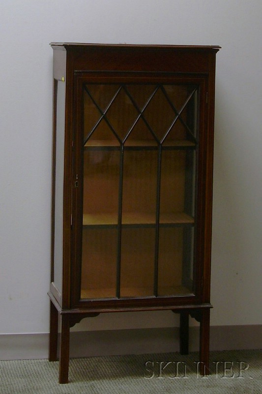 Appraisal: Glazed Inlaid Mahogany Veneer Display Cabinet with two fixed shelves