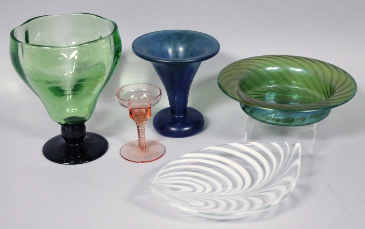 Appraisal: Various glassware comprising an Elfversons goblet vase in bright green