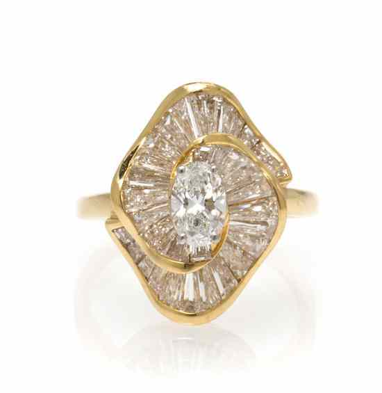 Appraisal: An Karat Yellow Gold and Diamond Ballerina Ring Oscar Heyman