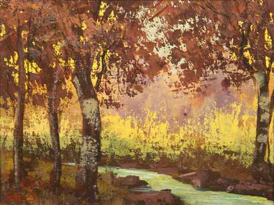 Appraisal: Gallis th century Autumn Stream oil on board signed Gallis