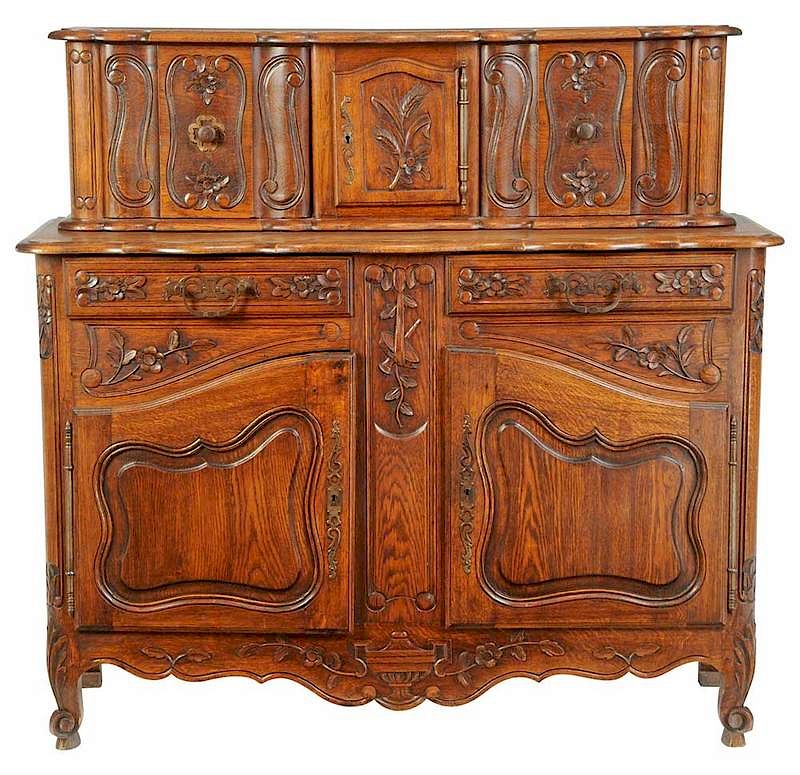 Appraisal: Provincial Louis XV Style Carved Oak Server French early th