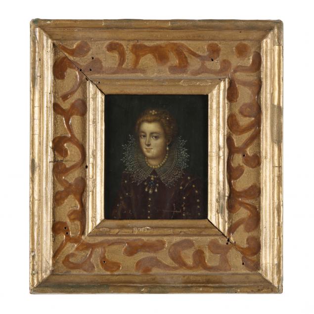 Appraisal: PORTRAIT MINIATURE OF A LADY IN TH CENTURY DRESS Oil