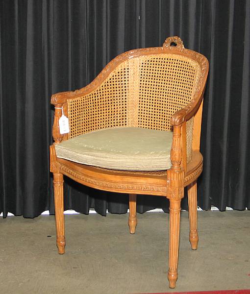 Appraisal: A Louis XVI style beech armchair mid th century height