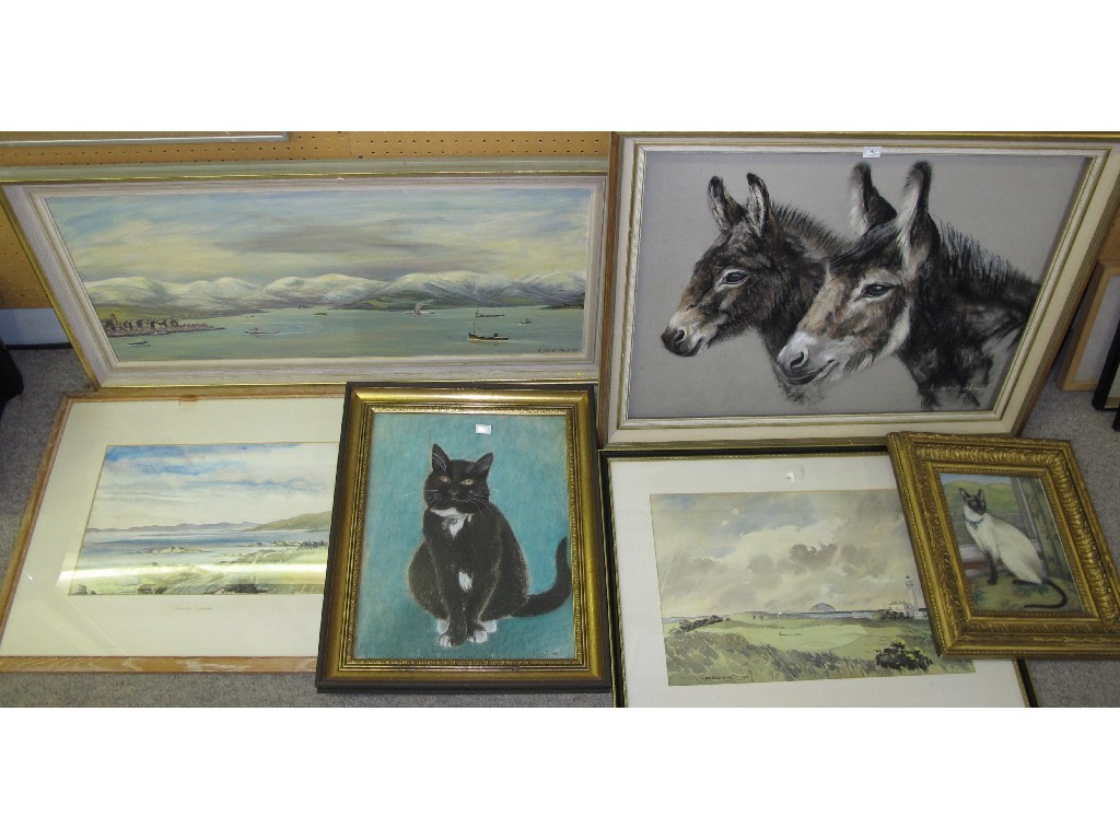 Appraisal: Lot comprising three pastels one oil one watercolour and one