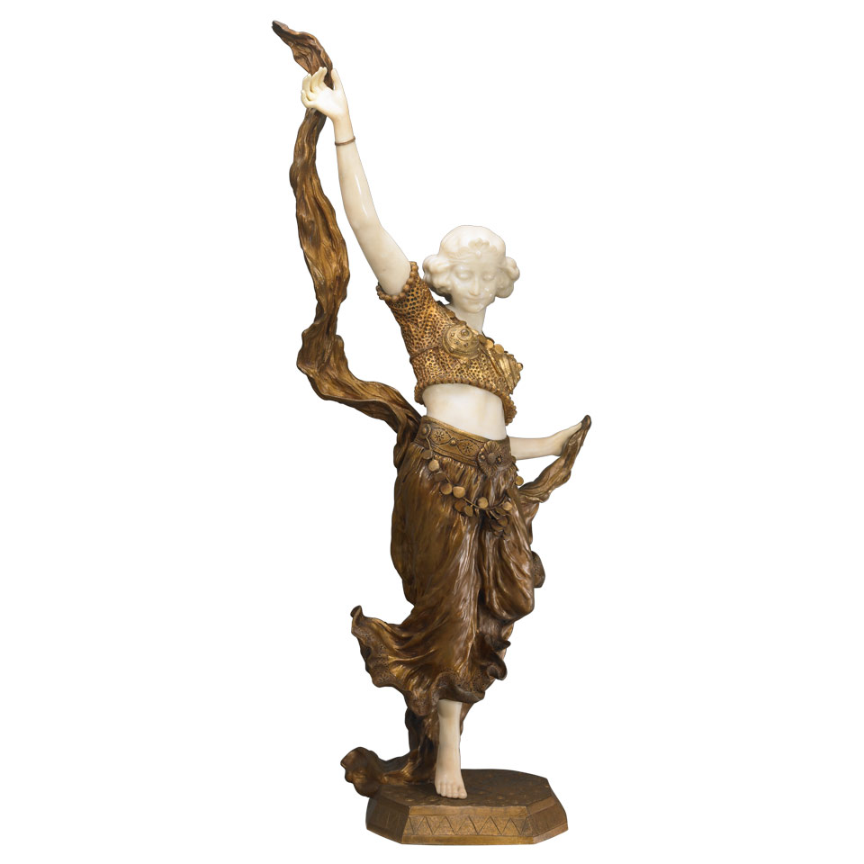 Appraisal: Afortunato Gori Italian fl - ORIENTAL DANCER gilt bronze and