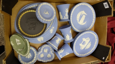 Appraisal: A collection of wedgwood jasperware to include christmas plates vases