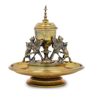 Appraisal: A Continental Brass Figural Ink Stand Late th Century Height