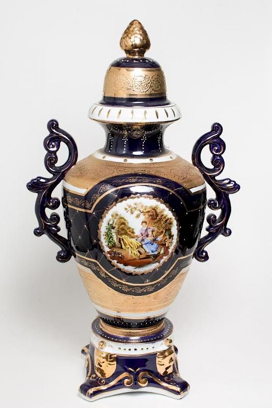 Appraisal: Limoges Porcelain Italian Design Monumental Urn Limoges Italian Design monumental