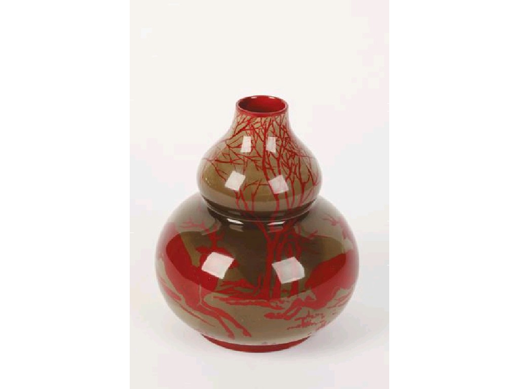 Appraisal: BERNARD MOORE A DOUBLE GOURD-SHAPED VASE all over decorated in