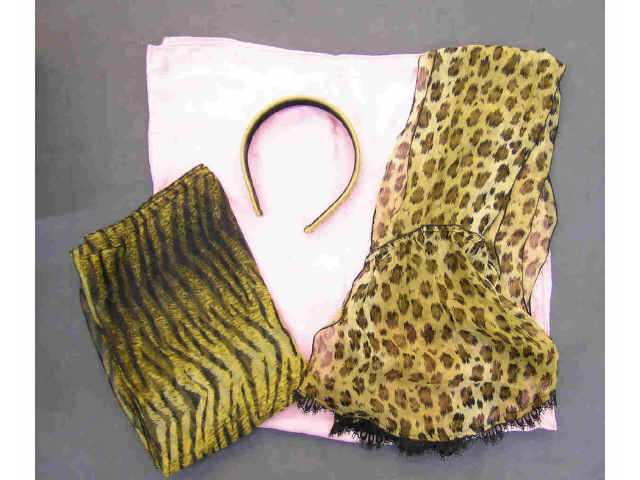 Appraisal: Two Louis Vuitton leopard print scarves pink silk scarf and