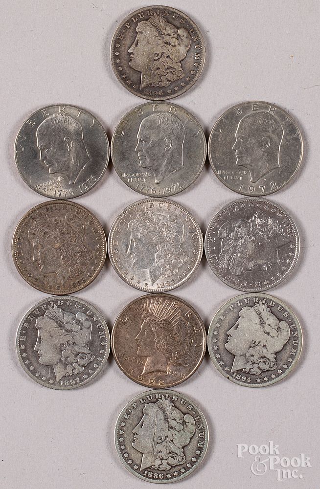 Appraisal: Seven Morgan silver dollars etc Seven Morgan silver dollars together