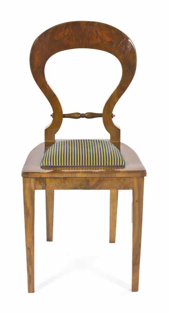 Appraisal: A Biedermeier Burlwood Side Chair having a balloon back with