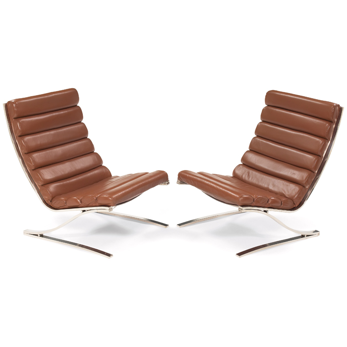 Appraisal: Design Institute America lounge chairs pair retailed at the Chicago