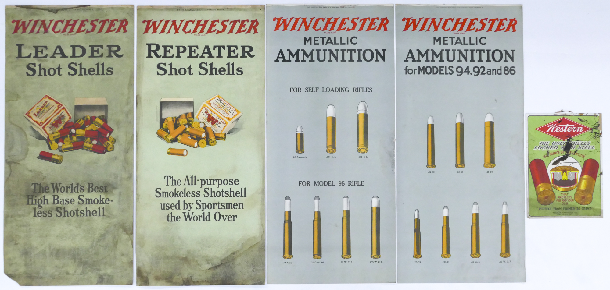 Appraisal: pc 's Winchester Western Advertising Signs Includes pc Winchester Ammunition