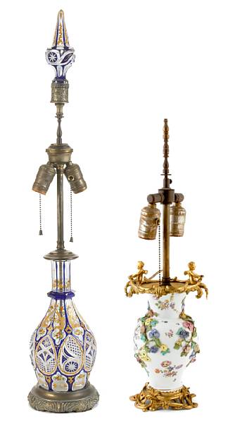 Appraisal: A pair of Bohemian glass decanters now mounted as lamps