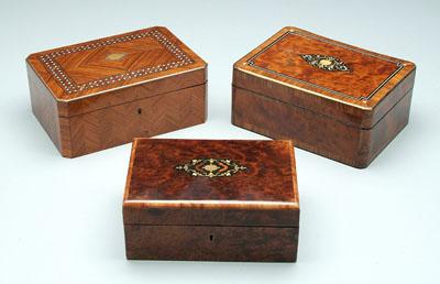 Appraisal: Three ornate boxes jewelry box with lift-out interior tray mother-of-pearl