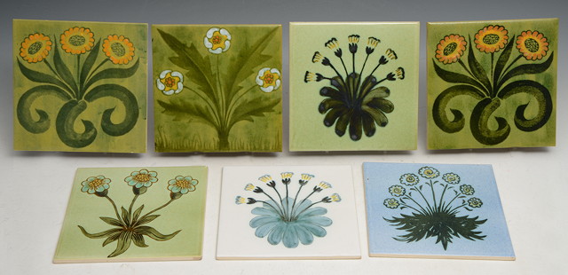 Appraisal: Kenneth Clark - Two 'Green Findon Daisy' tiles a 'Green