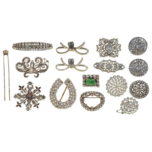 Appraisal: Fourteen paste brooches and other articles of personal adornment late