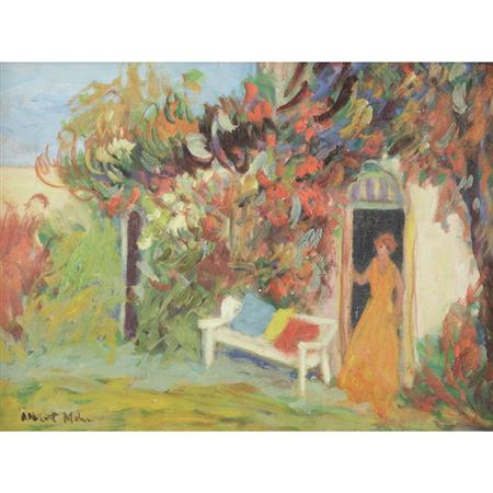 Appraisal: Albert Mohr American b Women at Garden Door Estimate -