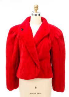 Appraisal: Valentino Cropped Red Sheared Mink Blazer Valentino Italian founded circa