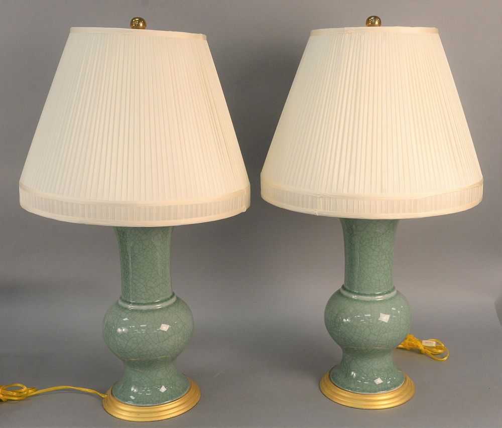 Appraisal: Pair of Chinese style vases made into table lamps with