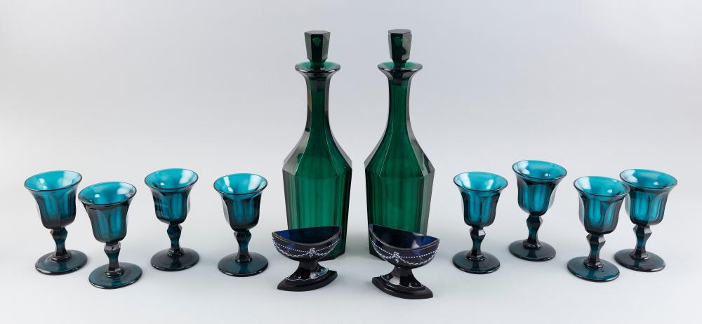 Appraisal: TWELVE PIECES OF ENGLISH BRISTOL GLASS FIRST HALF OF THE