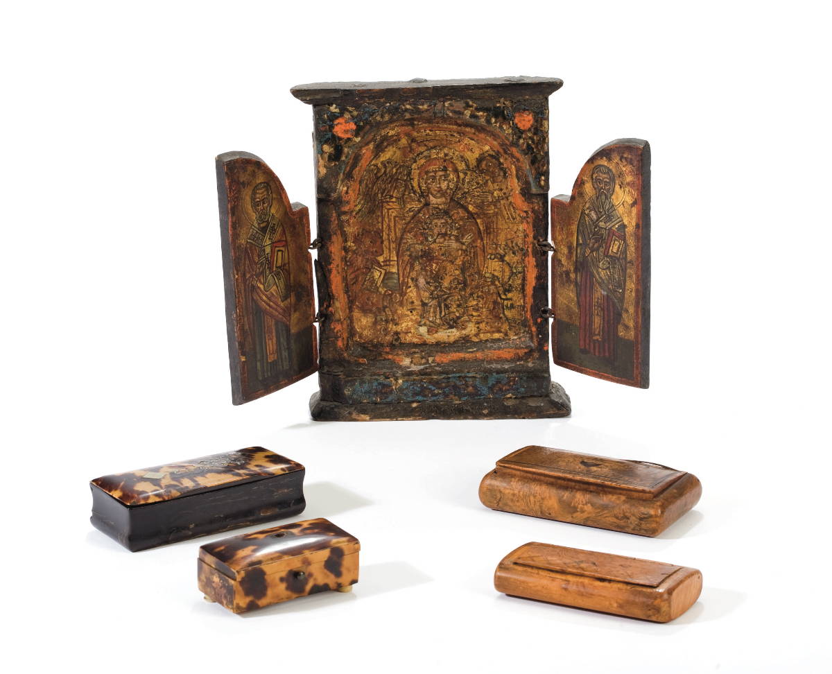 Appraisal: FOUR ENGLISH SNUFF BOXES INCLUDING TWO BURL WALNUT EXAMPLES Together