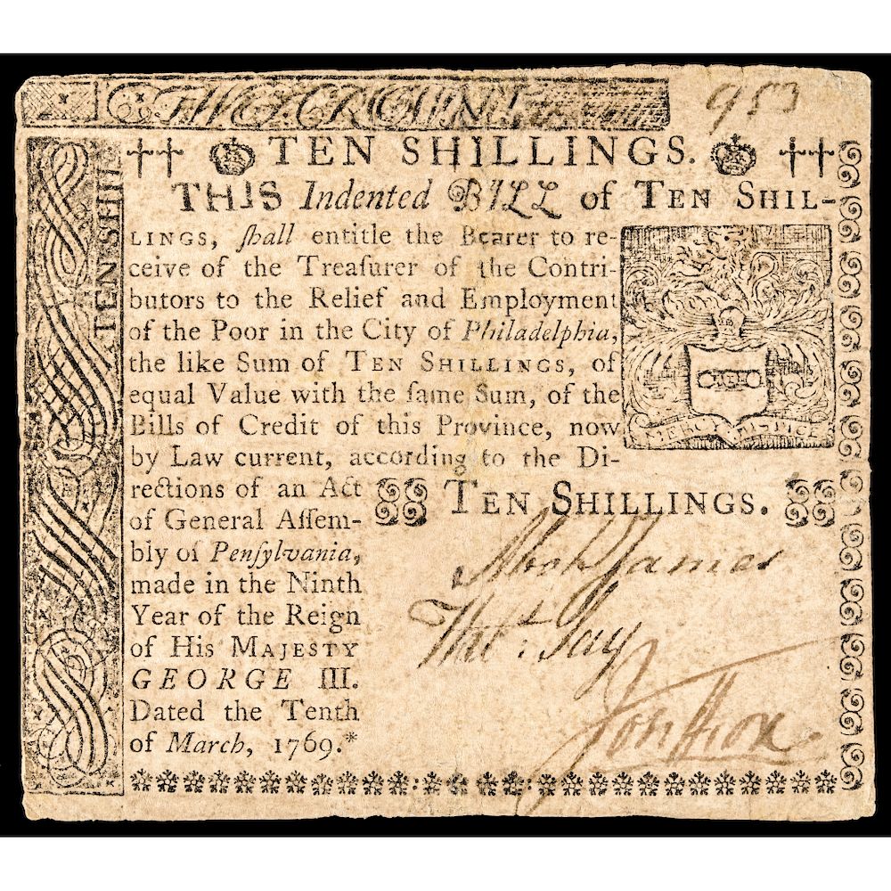 Appraisal: Colonial Currency PA March s Poor in the City of