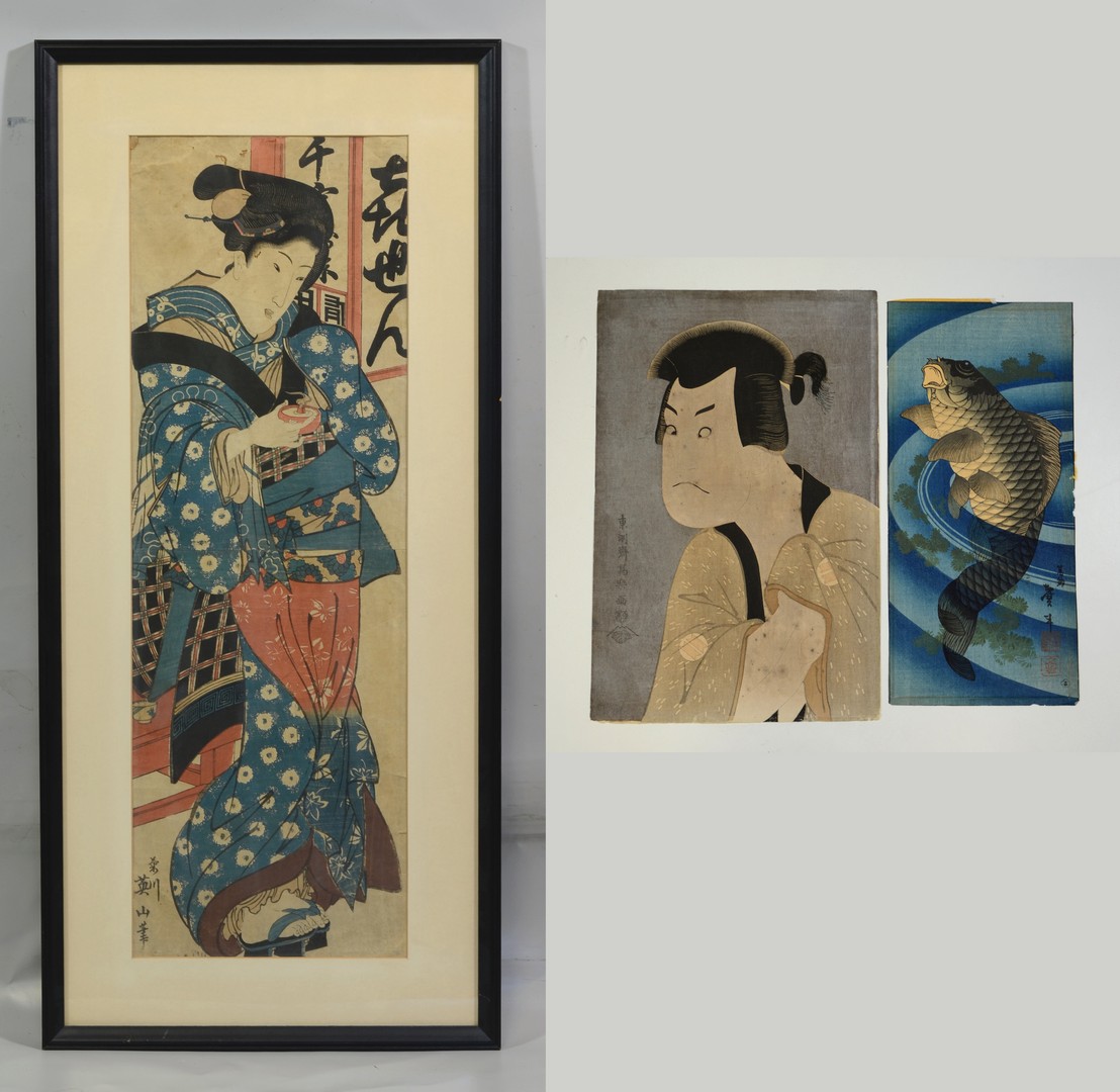 Appraisal: Japanese Woodblocks Geisha with Incense Burner x sight x overall