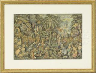 Appraisal: TWO KELIKI KAWAN MINIATURE FESTIVAL PAINTINGS TWO KELIKI KAWAN MINIATURE