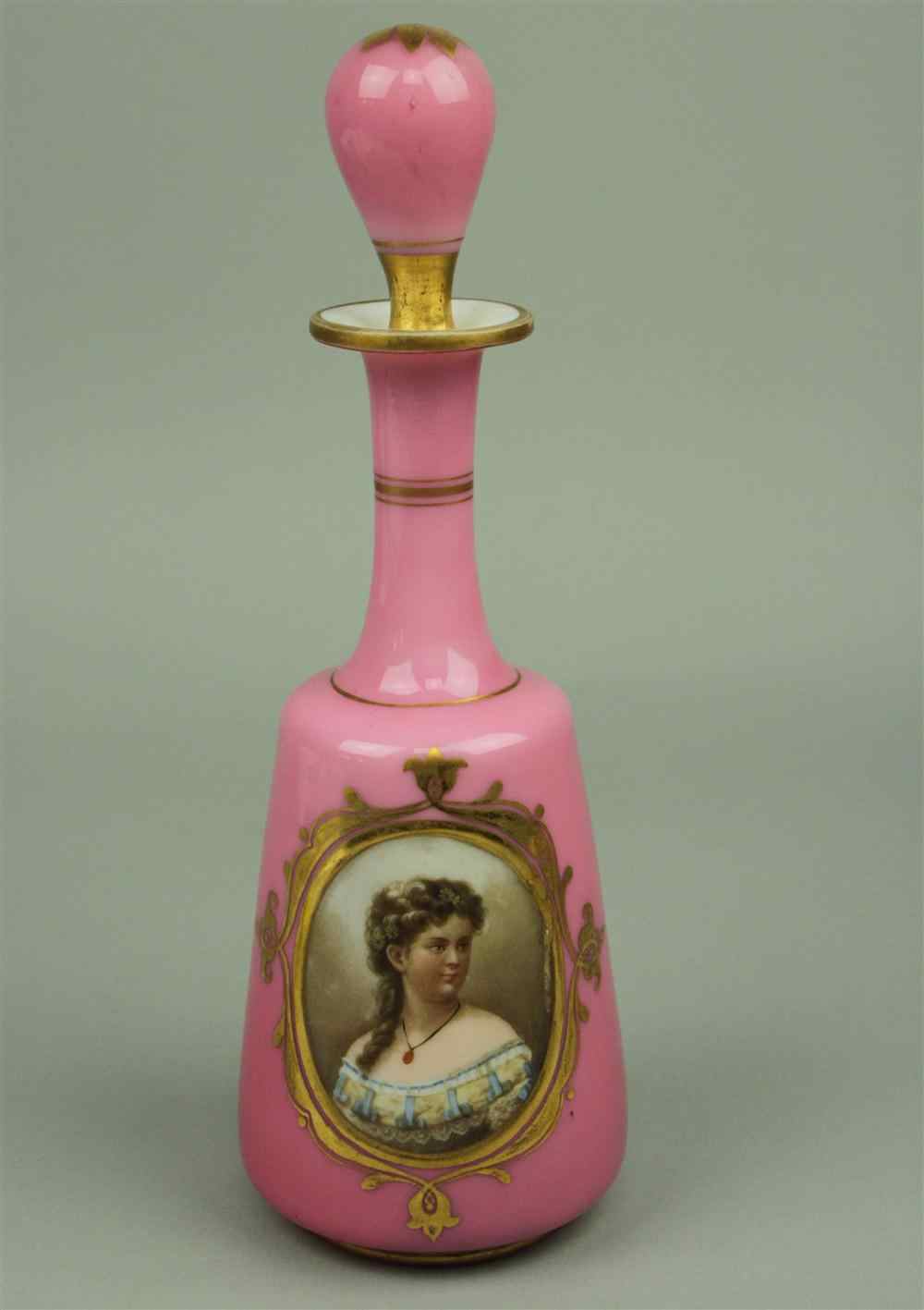 Appraisal: CONTINENTAL GLASS PERFUME FLASK MID TH CENTURY possibly Bohemia of