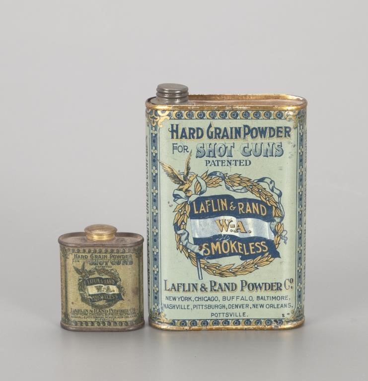 Appraisal: largest is in tall Two Hard Grain Blue Powder tins