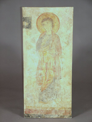 Appraisal: An Eastern European continental rectangular painted icon on plaster th