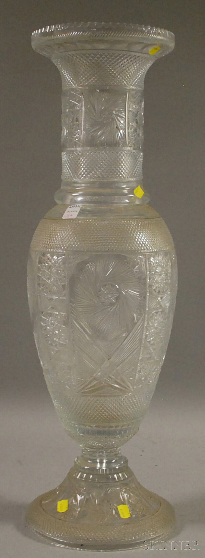 Appraisal: Large Pasabahce Colorless Cut Glass Vase ht in