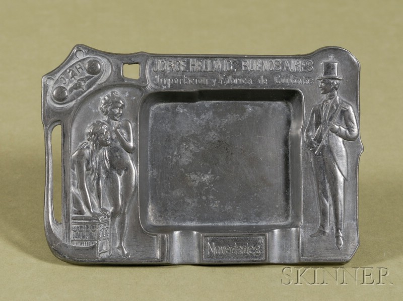 Appraisal: Art Nouveau Pewter Trade Ashtray Berlin M Taeubert maker early