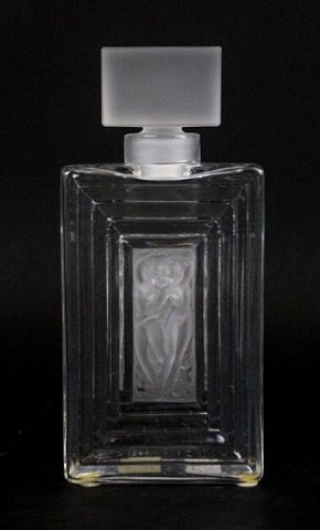 Appraisal: Lalique Duncan Crystal Decanter Rectangular crystal Duncan decanter with two