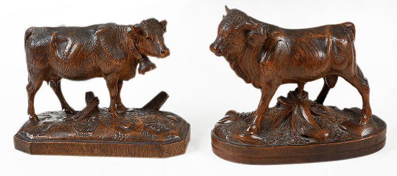 Appraisal: Two Small Black Forest Animal Carvings possibly Swiss late th